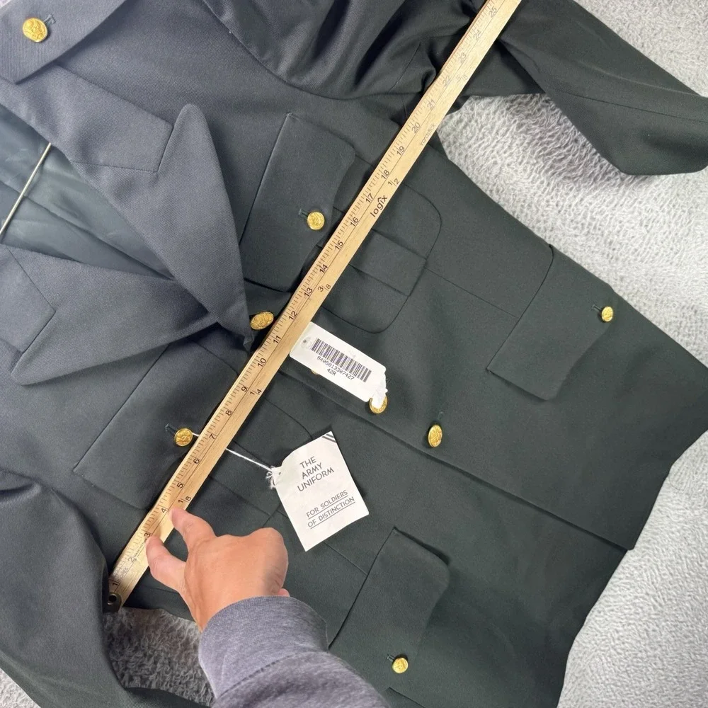 Vintage US Army Dress Uniform Coat Mens 42R Green Wool Blend Service Jacket NWT